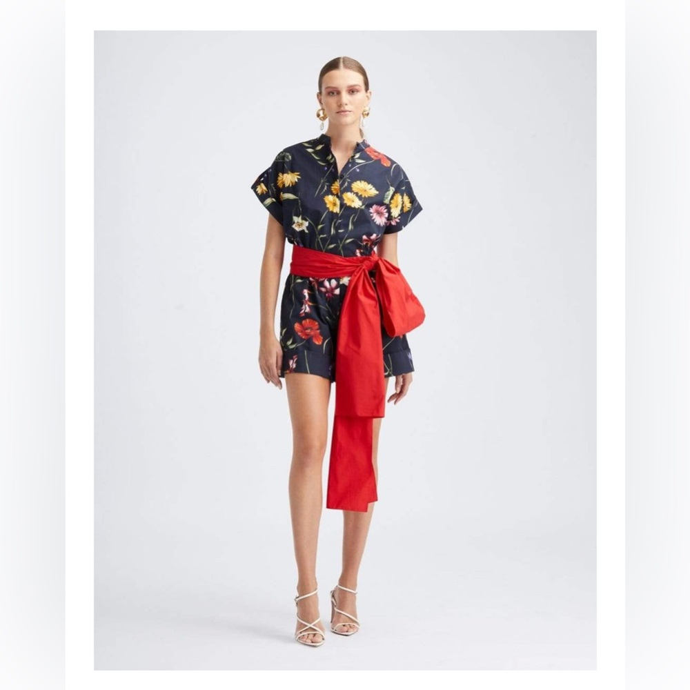 Oscar de la Renta romper with red belt. Size 12.